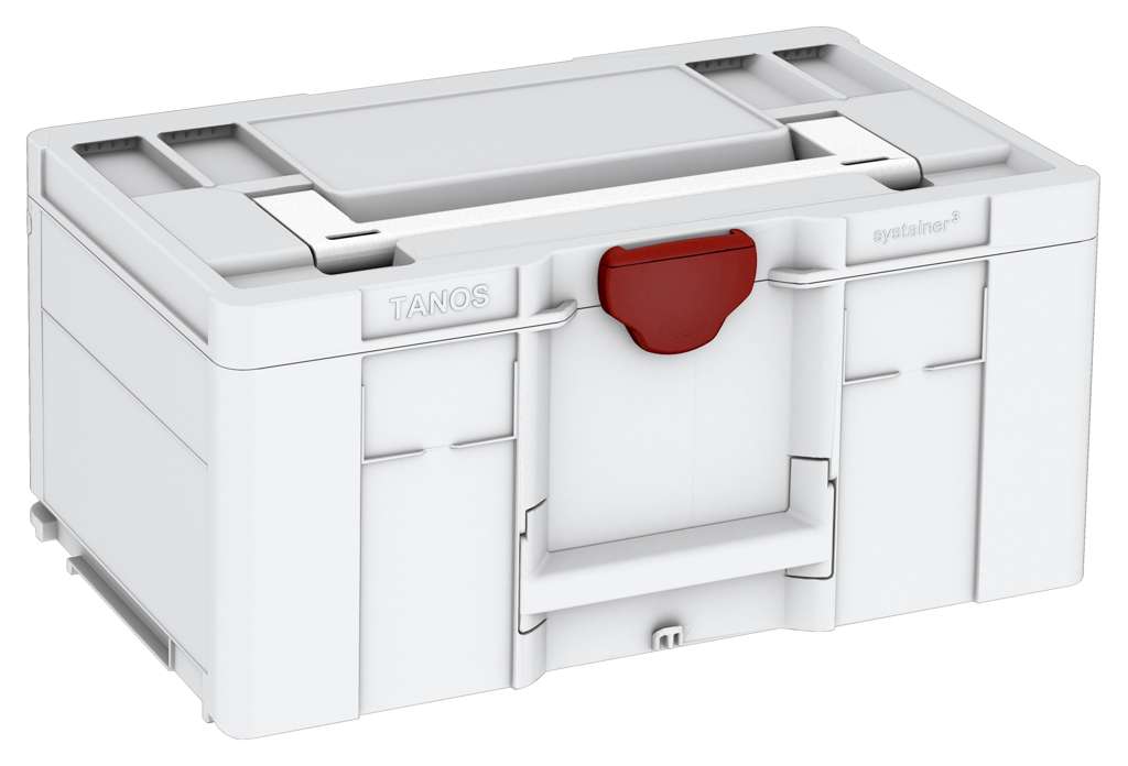 Systainer³ L 237, Light Grey with White lid handle and Carmine Red catches