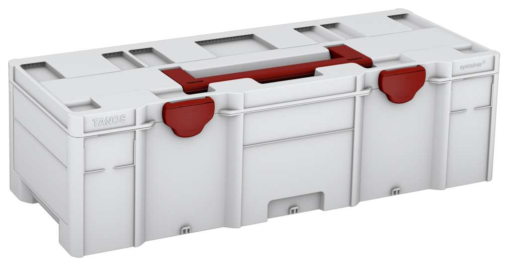 Systainer³ XXL 237, Light Grey with Carmine Red lid handle and Carmine Red catches