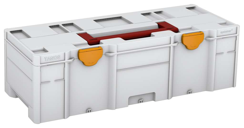 Systainer³ XXL 237, Light Grey with Carmine Red lid handle and Daffodil Yellow catches