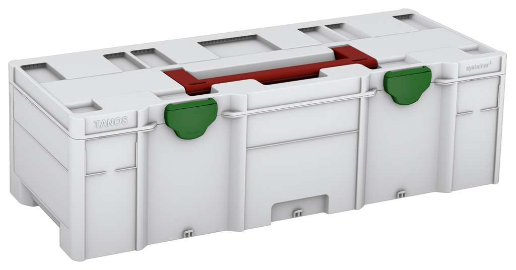 Systainer³ XXL 237, Light Grey with Carmine Red lid handle and Emerald Green catches