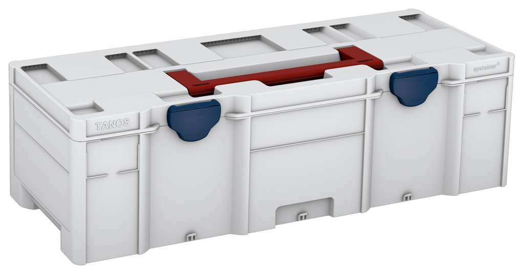 Systainer³ XXL 237, Light Grey with Carmine Red lid handle and Sapphire Blue catches
