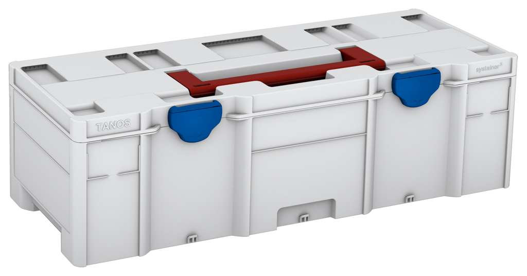 Systainer³ XXL 237, Light Grey with Carmine Red lid handle and Signal Blue catches