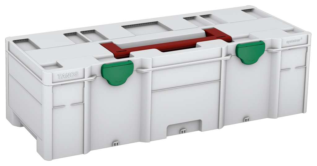 Systainer³ XXL 237, Light Grey with Carmine Red lid handle and Signal Green catches