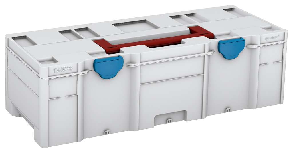 Systainer³ XXL 237, Light Grey with Carmine Red lid handle and Sky Blue catches