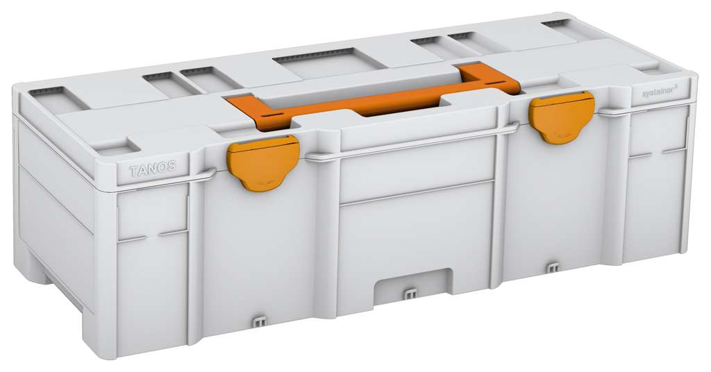 Systainer³ XXL 237, Light Grey with Deep Orange lid handle and Daffodil Yellow catches