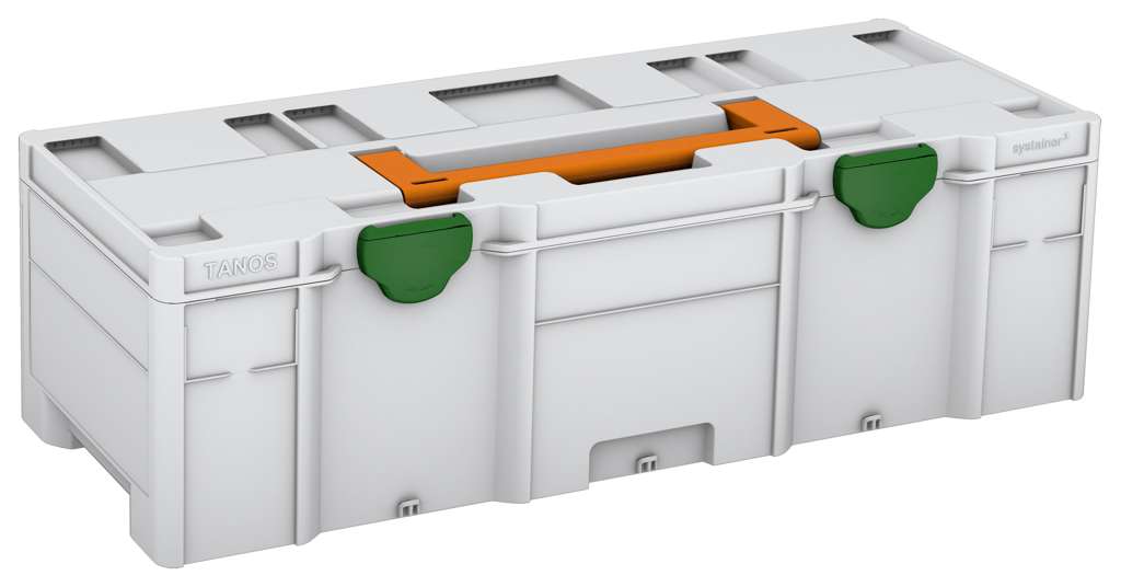 Systainer³ XXL 237, Light Grey with Deep Orange lid handle and Emerald Green catches