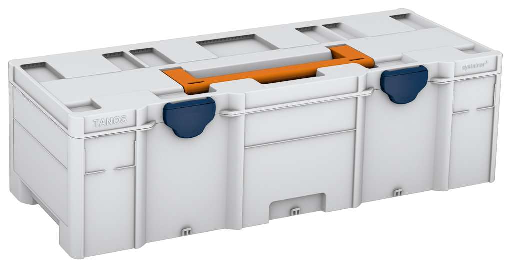 Systainer³ XXL 237, Light Grey with Deep Orange lid handle and Sapphire Blue catches