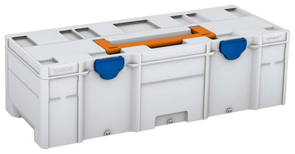 Systainer³ XXL 237, Light Grey with Deep Orange lid handle and Signal Blue catches