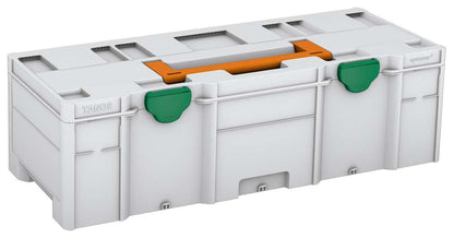 Systainer³ XXL 237, Light Grey with Deep Orange lid handle and Signal Green catches
