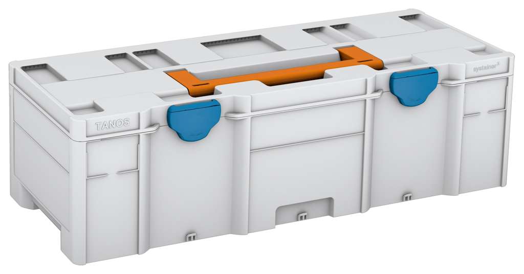 Systainer³ XXL 237, Light Grey with Deep Orange lid handle and Sky Blue catches