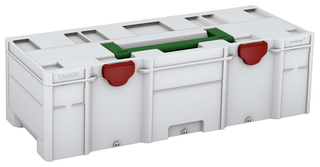 Systainer³ XXL 237, Light Grey with Emerald Green lid handle and Carmine Red catches