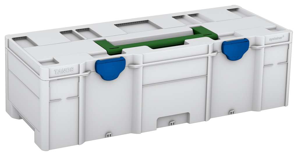 Systainer³ XXL 237, Light Grey with Emerald Green lid handle and Signal Blue catches