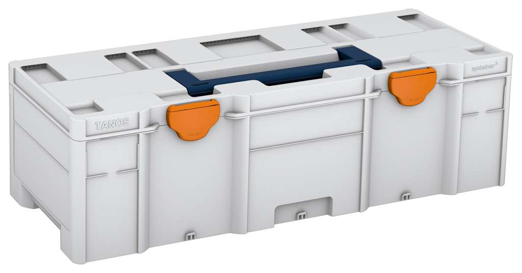 Systainer³ XXL 237, Light Grey with Sapphire Blue lid handle and Deep Orange catches