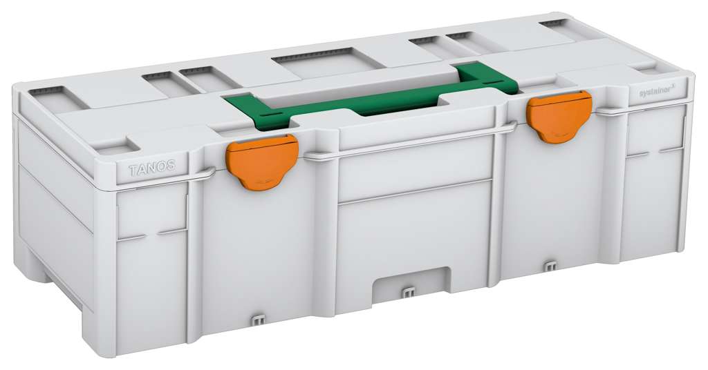 Systainer³ XXL 237, Light Grey with Signal Green lid handle and Deep Orange catches