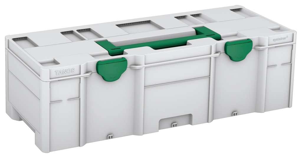 Systainer³ XXL 237, Light Grey with Signal Green lid handle and Signal Green catches