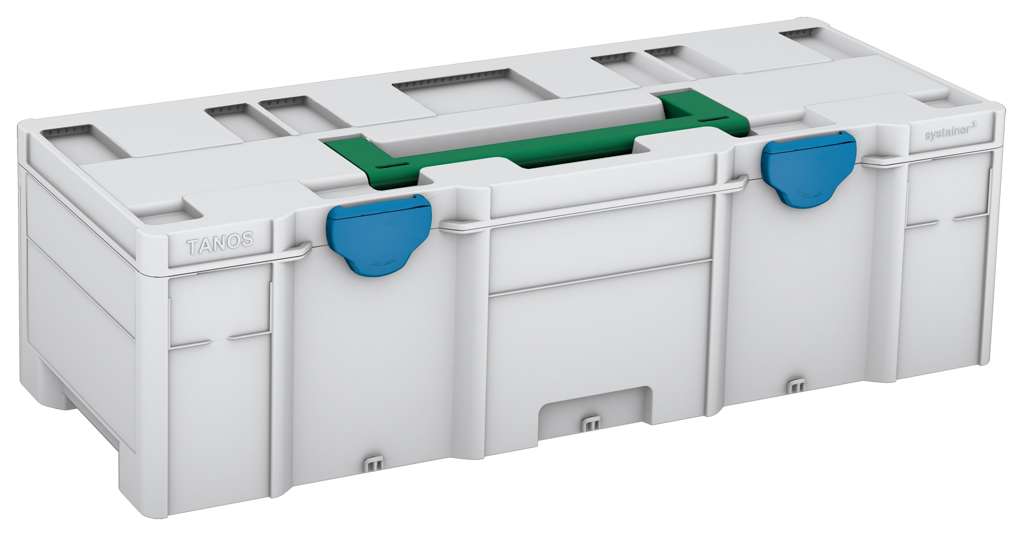 Systainer³ XXL 237, Light Grey with Signal Green lid handle and Sky Blue catches