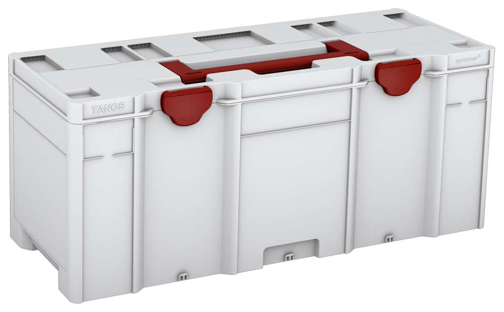Systainer³ XXL 337, Light Grey with Carmine Red lid handle and Carmine Red catches
