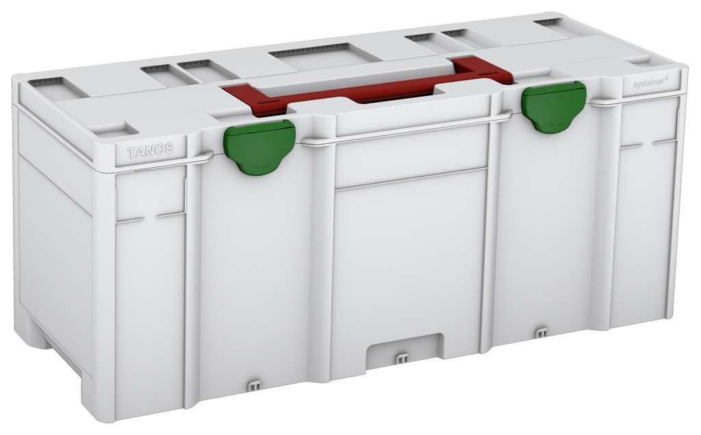Systainer³ XXL 337, Light Grey with Carmine Red lid handle and Emerald Green catches