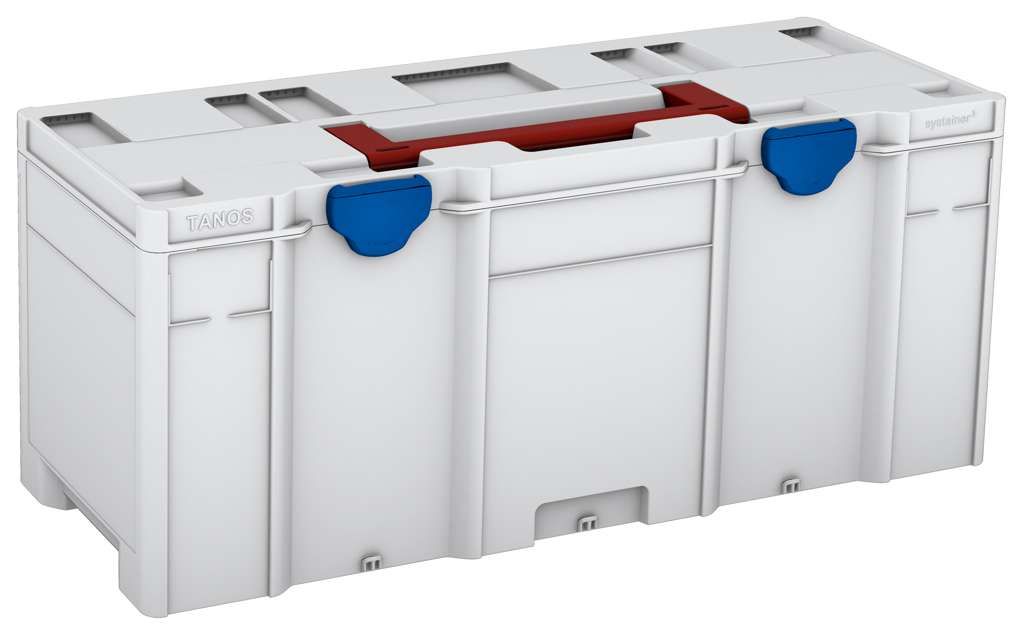 Systainer³ XXL 337, Light Grey with Carmine Red lid handle and Signal Blue catches