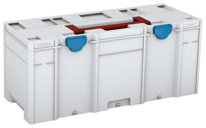 Systainer³ XXL 337, Light Grey with Carmine Red lid handle and Sky Blue catches