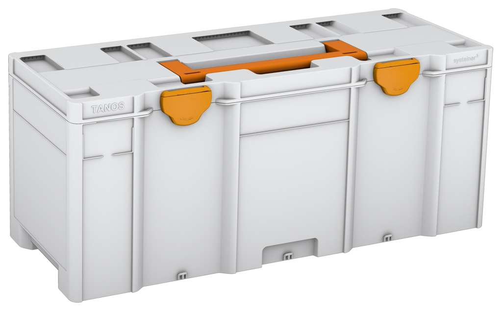 Systainer³ XXL 337, Light Grey with Deep Orange lid handle and Daffodil Yellow catches