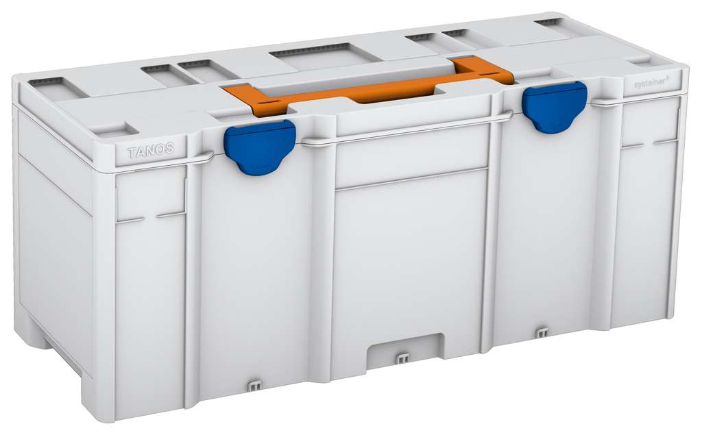 Systainer³ XXL 337, Light Grey with Deep Orange lid handle and Signal Blue catches