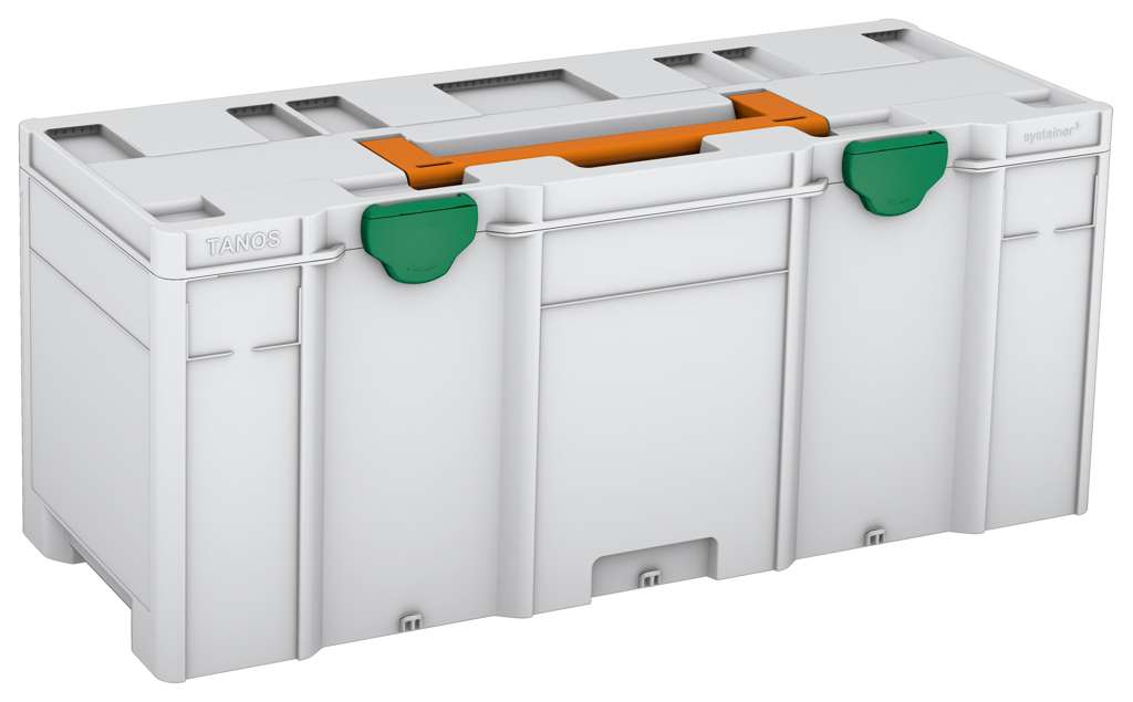 Systainer³ XXL 337, Light Grey with Deep Orange lid handle and Signal Green catches