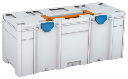 Systainer³ XXL 337, Light Grey with Deep Orange lid handle and Sky Blue catches