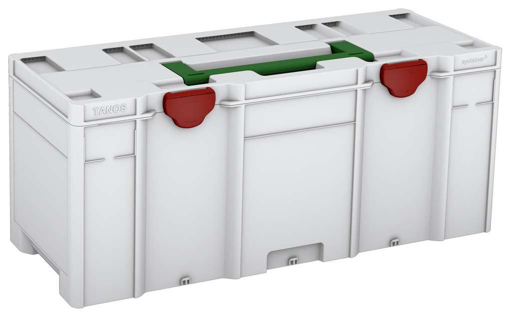 Systainer³ XXL 337, Light Grey with Emerald Green lid handle and Carmine Red catches