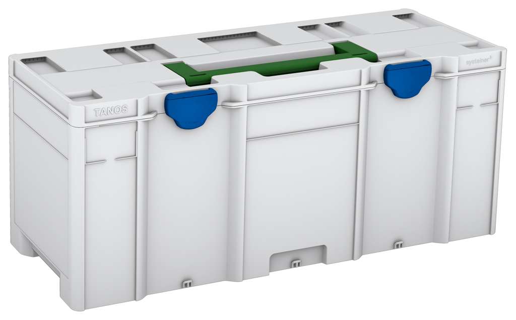 Systainer³ XXL 337, Light Grey with Emerald Green lid handle and Signal Blue catches