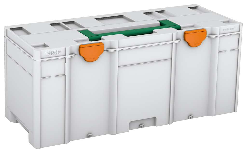 Systainer³ XXL 337, Light Grey with Signal Green lid handle and Deep Orange catches