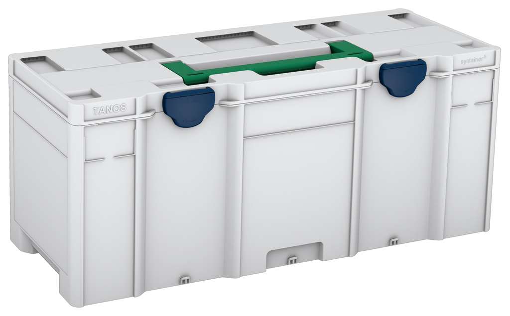 Systainer³ XXL 337, Light Grey with Signal Green lid handle and Sapphire Blue catches