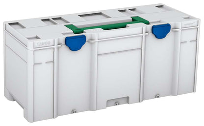 Systainer³ XXL 337, Light Grey with Signal Green lid handle and Signal Blue catches