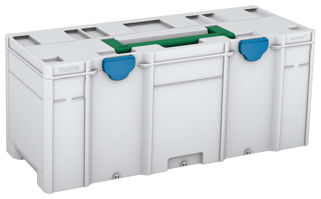 Systainer³ XXL 337, Light Grey with Signal Green lid handle and Sky Blue catches