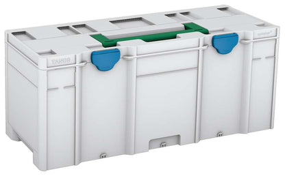 Systainer³ XXL 337, Light Grey with Signal Green lid handle and Sky Blue catches