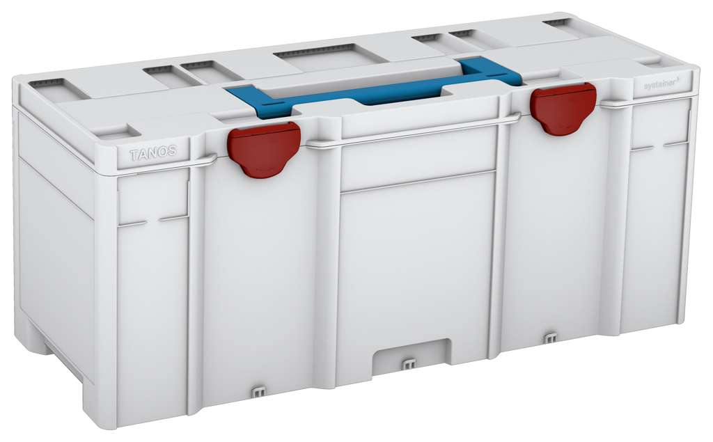 Systainer³ XXL 337, Light Grey with Sky Blue lid handle and Carmine Red catches