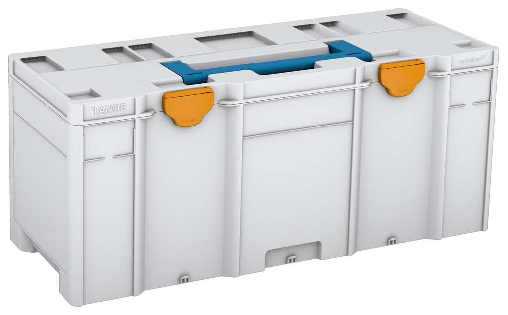 Systainer³ XXL 337, Light Grey with Sky Blue lid handle and Daffodil Yellow catches