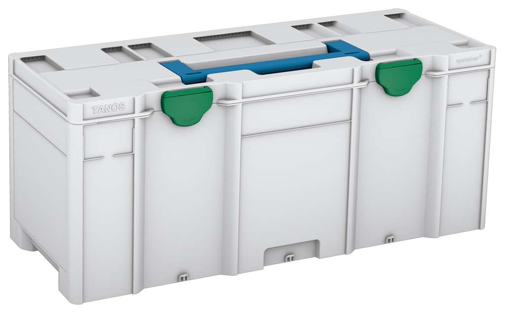 Systainer³ XXL 337, Light Grey with Sky Blue lid handle and Signal Green catches