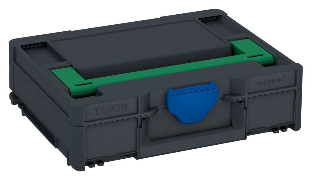 Systainer³ M 112, Anthracite with Signal Green lid handle and Signal Blue catches