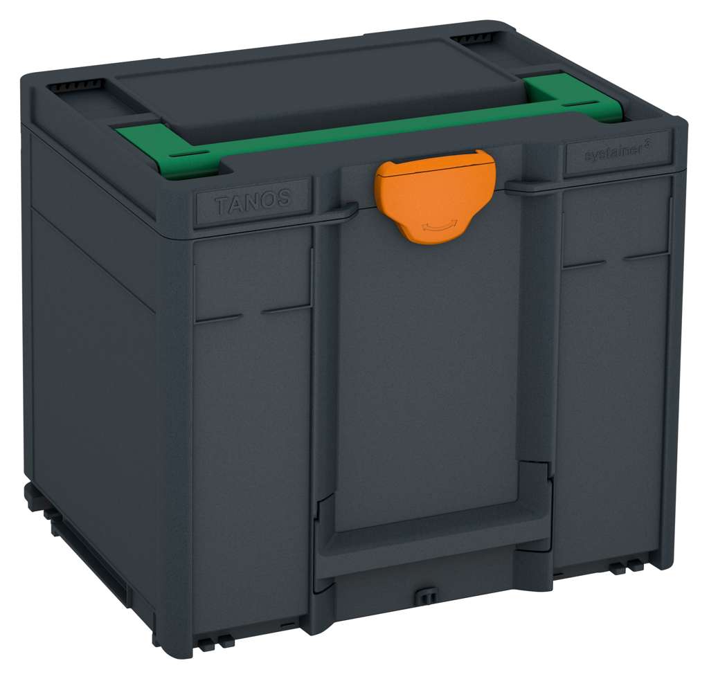 Systainer³ M 337, Anthracite with Signal Green lid handle and Deep Orange catches