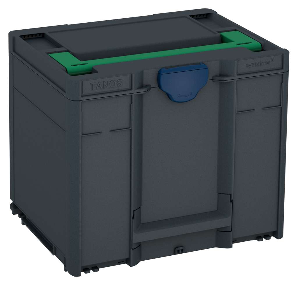 Systainer³ M 337, Anthracite with Signal Green lid handle and Sapphire Blue catches