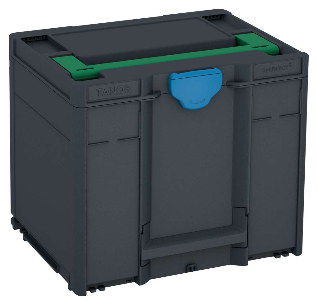 Systainer³ M 337, Anthracite with Signal Green lid handle and Sky Blue catches