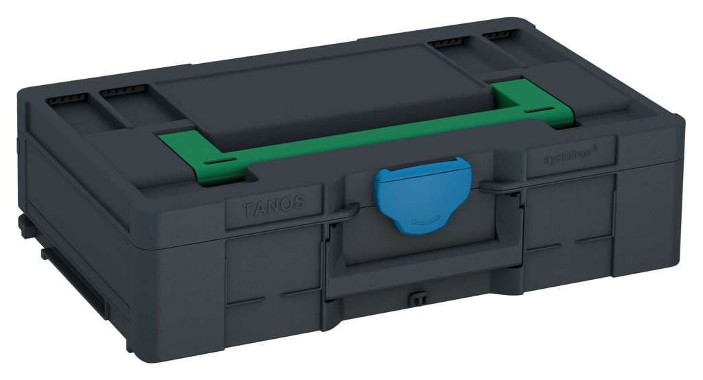 Systainer³ L 137, Anthracite with Signal Green lid handle and Sky Blue catches