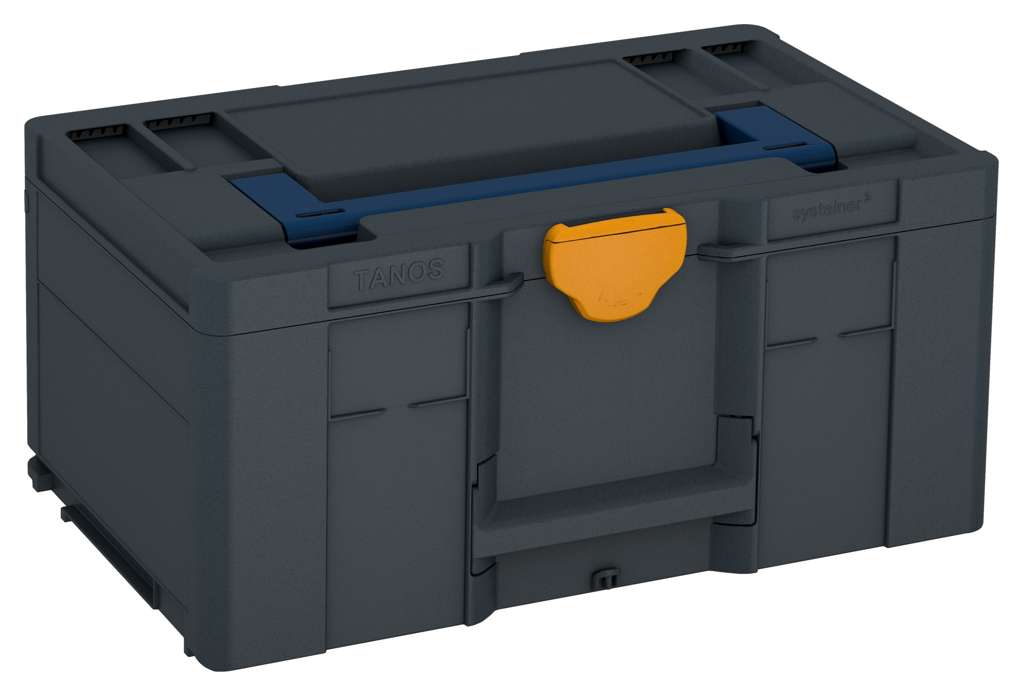 Systainer³ L 237, Anthracite with Sapphire Blue lid handle and Daffodil Yellow catches
