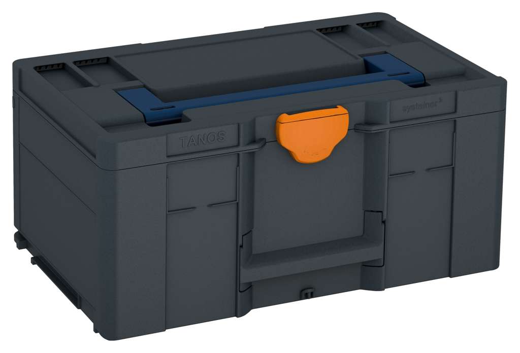 Systainer³ L 237, Anthracite with Sapphire Blue lid handle and Deep Orange catches