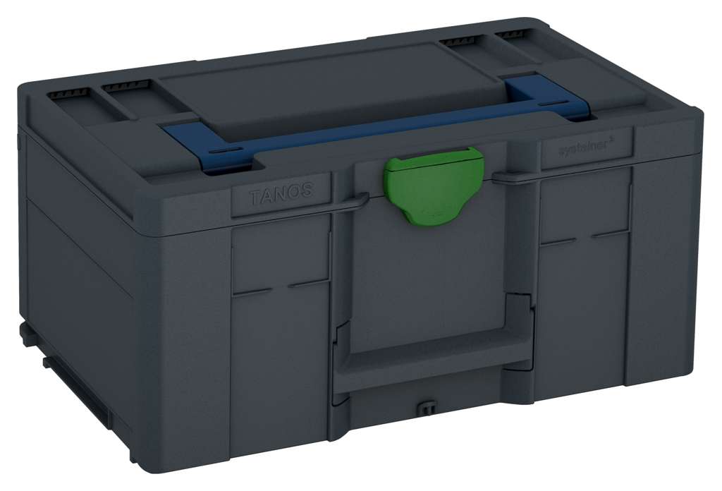 Systainer³ L 237, Anthracite with Sapphire Blue lid handle and Emerald Green catches