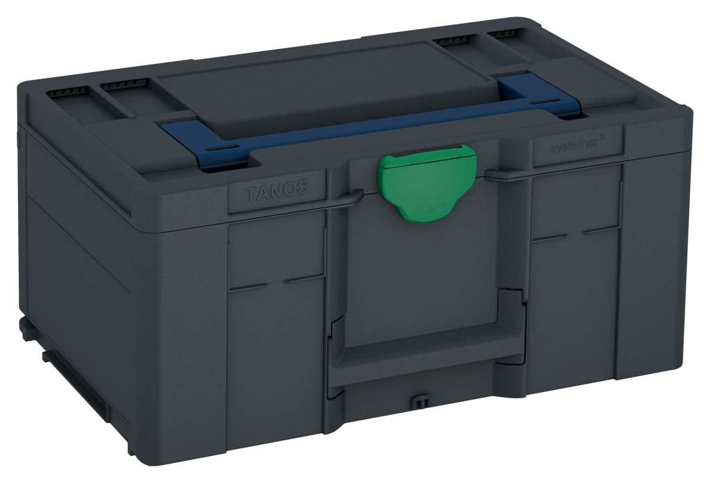 Systainer³ L 237, Anthracite with Sapphire Blue lid handle and Signal Green catches