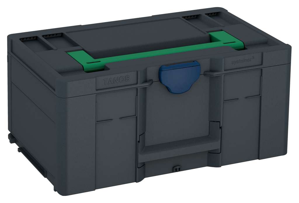 Systainer³ L 237, Anthracite with Signal Green lid handle and Sapphire Blue catches