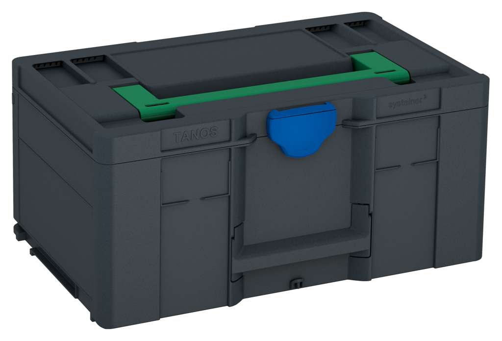 Systainer³ L 237, Anthracite with Signal Green lid handle and Signal Blue catches