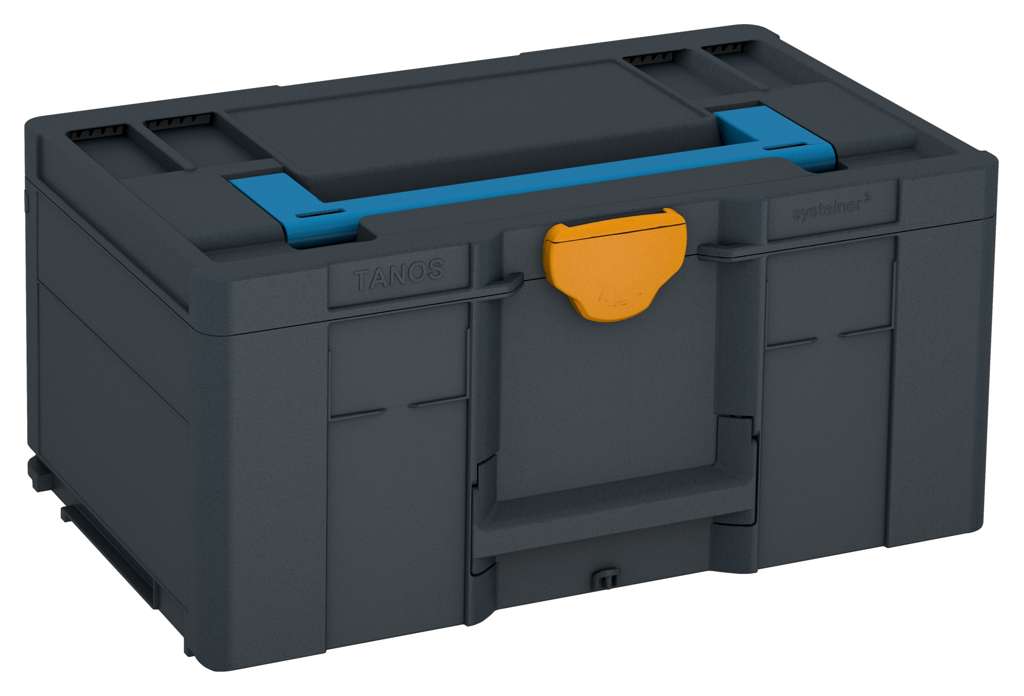 Systainer³ L 237, Anthracite with Sky Blue lid handle and Daffodil Yellow catches